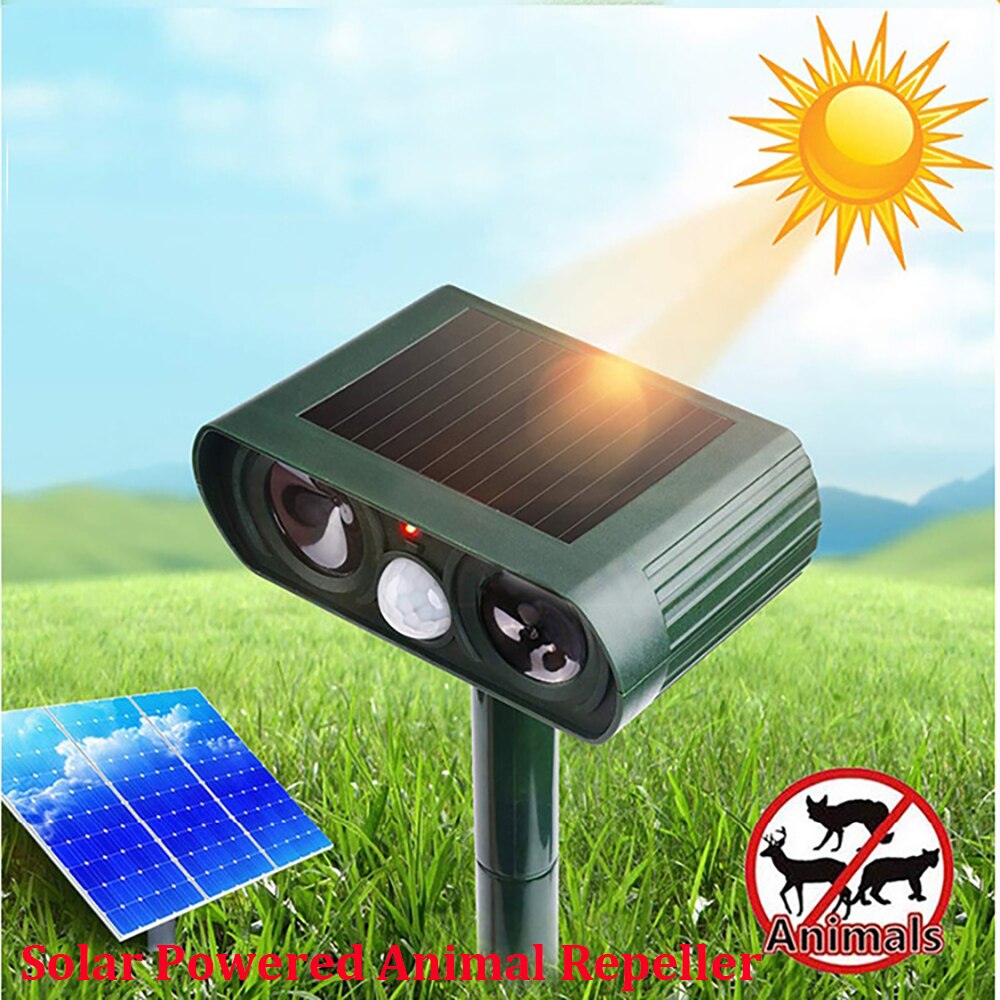 Ultrasonic Animal Repellent Outdoor Garden Solar Powered Bird Repeller Motion PIR Sensor Deterrent Scarer Repellent