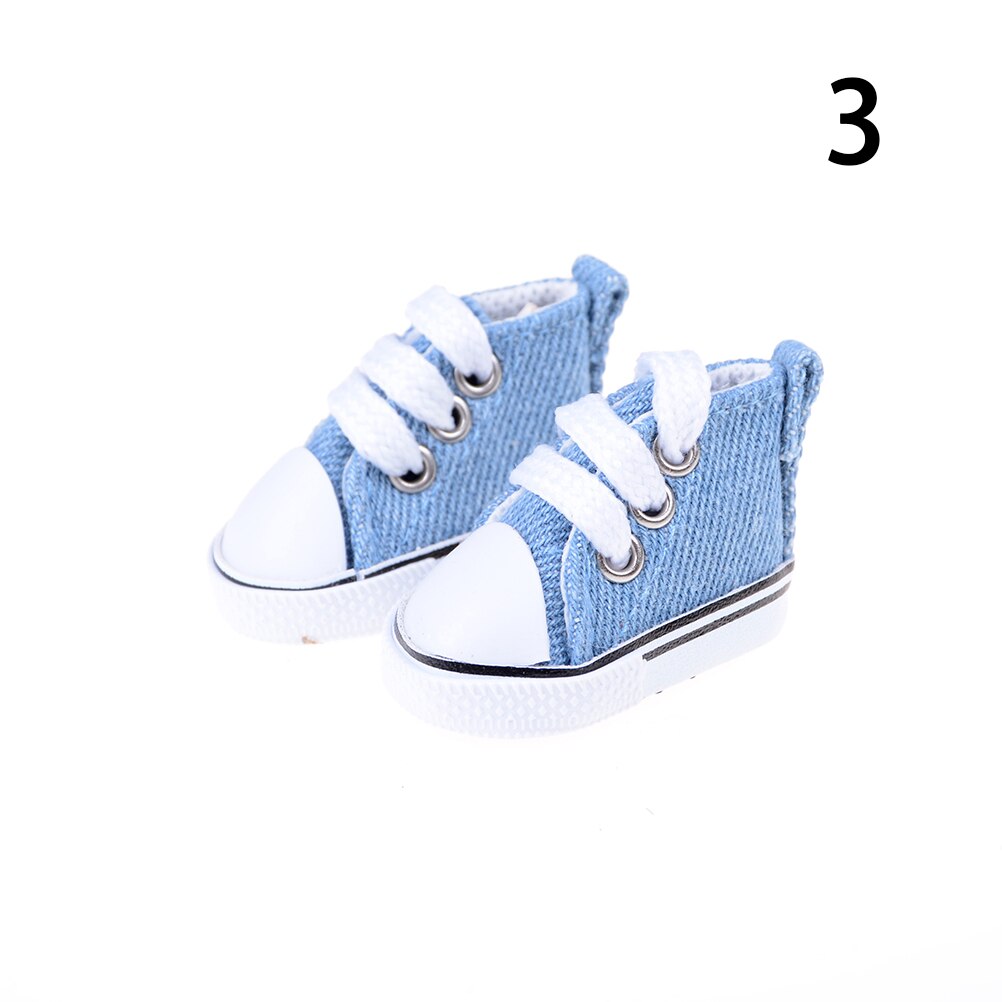 1 par de zapatos de lona para muñeca de Mini zapatos de juguete zapatillas de muñeca para accesorios de muñecas rusas 5cm: blue