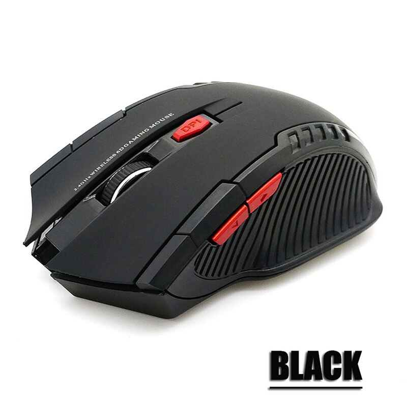 1600DPI 2.4GHz Wireless Optical Mouse Gamer for PC Gaming Laptops Opto-electronic Game Wireless Mice with USB Receiver: black