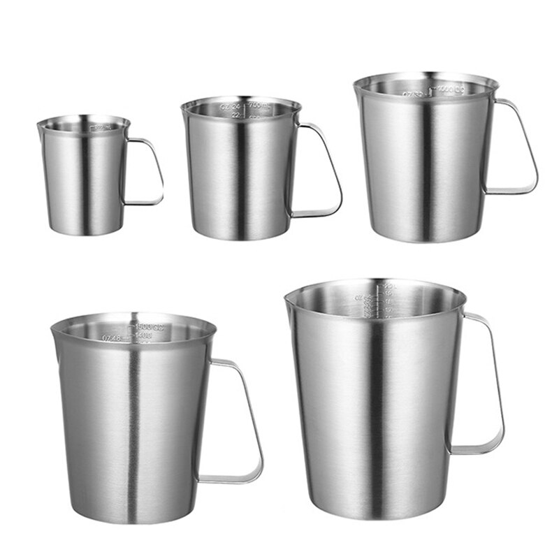 Thickened Stainless Steel Measuring Cup W/Scale Graduated/Baking/Liquid/Milk Coffee Bar Kitchen Practical Measuring Milk Tea Cup