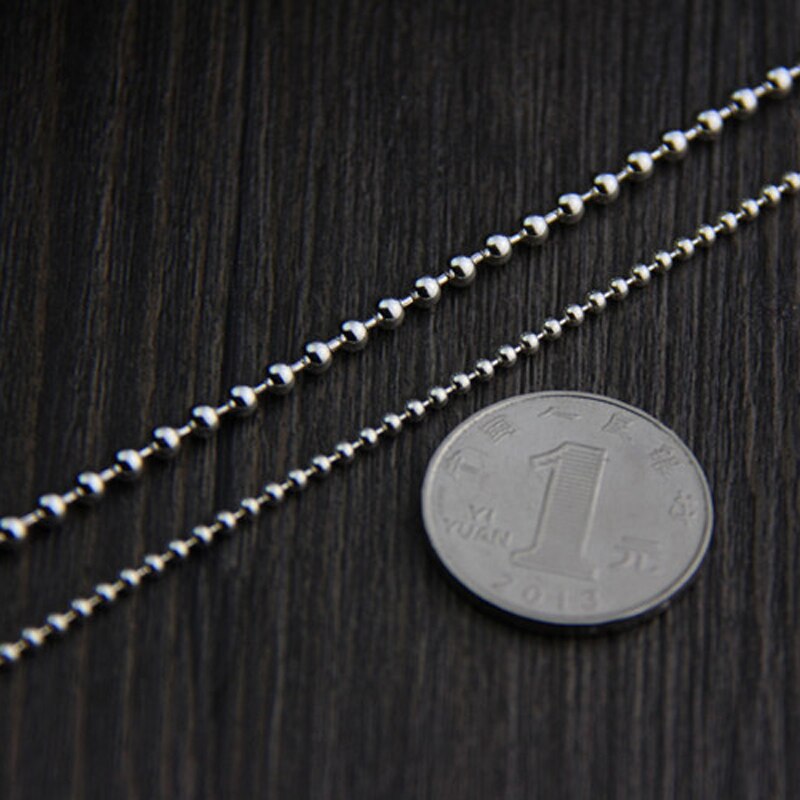 Emith Fla Authentic 100% 925 Sterling Silver Trendy Round Ball Link Chain Necklace 2.0mm Thickness Necklace Chain Jewelry Unisex