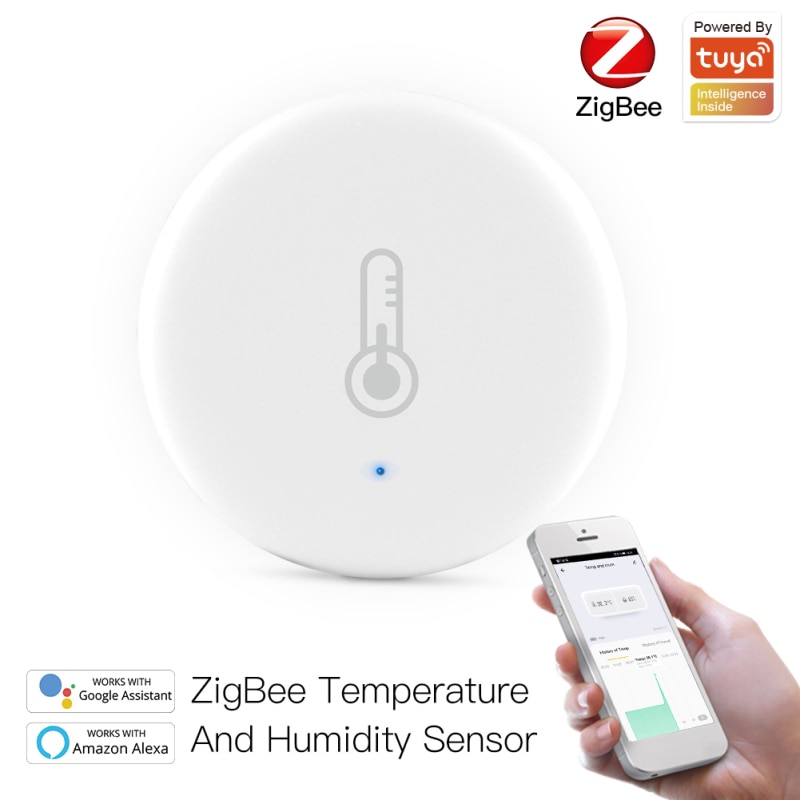 Tuya/SmartLife-Sensor de temperatura y humedad inteligente ZigBee, dispositivo que funciona con Zigbee Hub a través de Alexa y Google Home, de 1 a 5 uds.