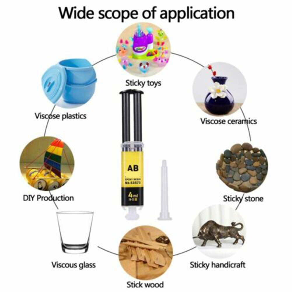 Plastic Epoxy Resin AB Glue Strong Adhesive Repair Tool Glass Ceramics 25/4ml YU-Home