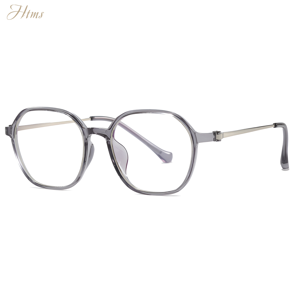 Htms geometriske polygon tr retro vintage briller letvægts  tr90 stel hipster unisex briller minimalistiske acetat: Grå