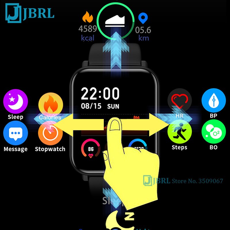 Reloj inteligente completamente táctil para hombres y mujeres, reloj inteligente electrónico para Android IOS, rastreador de Fitness, reloj inteligente deportivo con Bluetooth