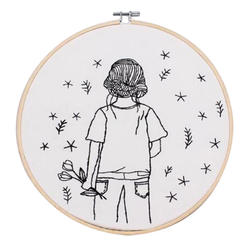 Skiss lätt broderi kit för nybörjare tryckt handarbete korsstygn sömnad konst vägg broderi målning hem diy dekor: Stil 1