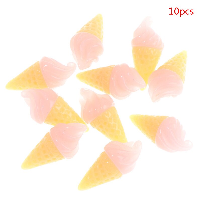 10 Uds. De conos de helado de resina en miniatura, suministros DIY, accesorios, juguetes para juego de imitación: PK