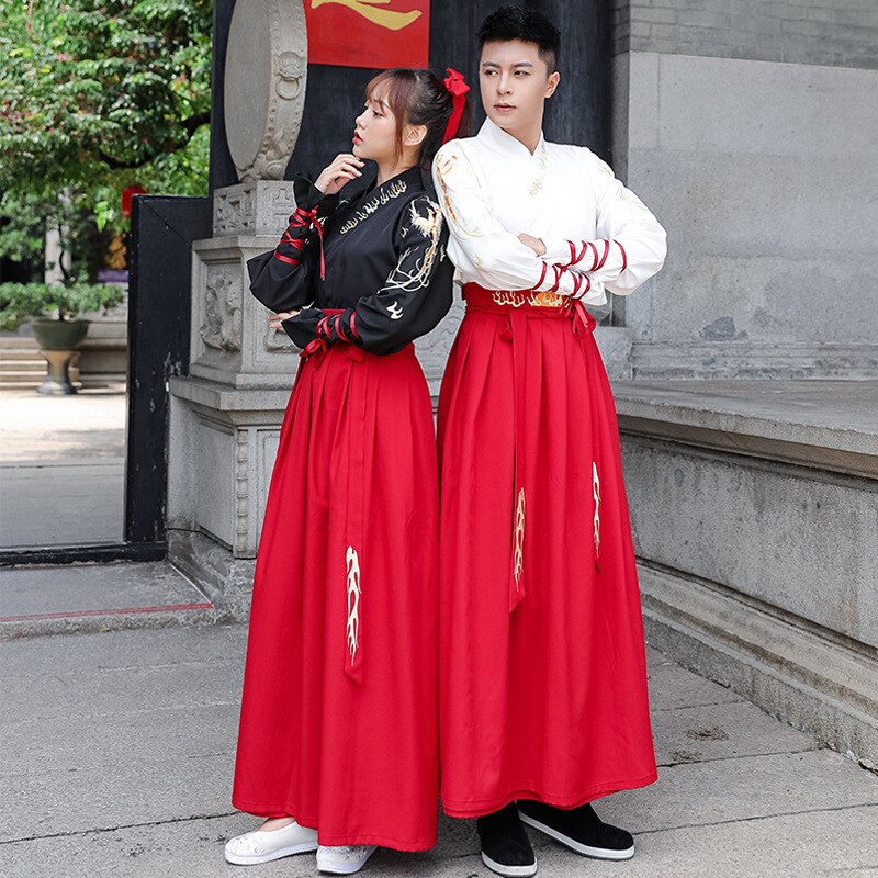 Borduurwerk Hanfu Vrouwen Mannen Traditionele Dans Kostuums Folk Fee Jurk Festival Rave Outfit Zangers Prestaties Kleding DC3176