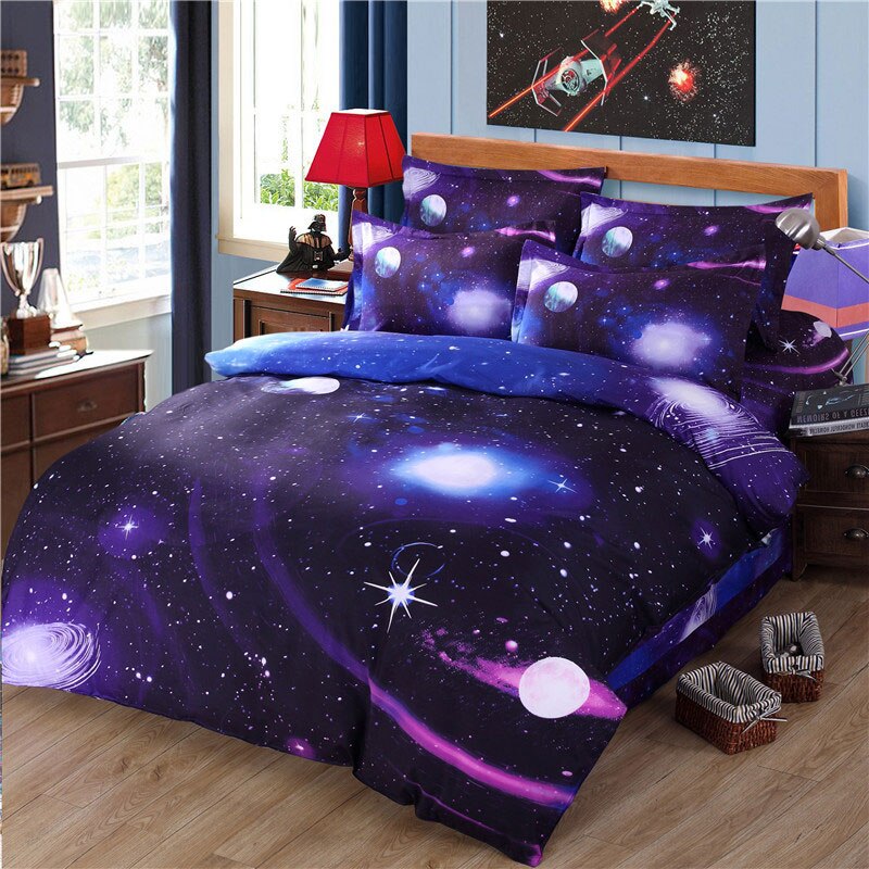Housse de couette imprimée en 3D, double taille, Queen Size, avec taies d'oreillers, ensemble de literie, univers nocturne, Cosmos Galaxy, 2 pièces/3 pièces: S1 / Queen 200x230cm