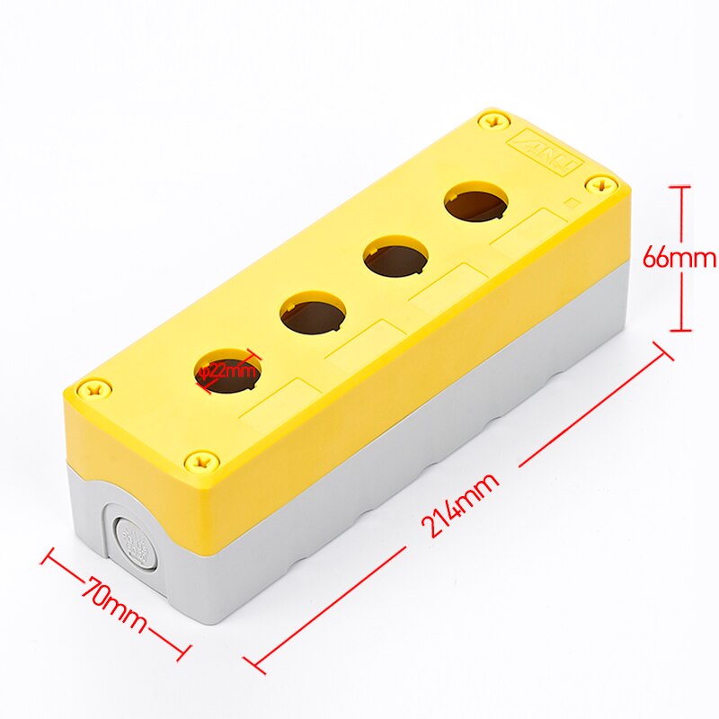 IP66 PC+ABS 4 Hole Control Box Yellow/Gray Waterproof Push Button Switch Box Suit For Emergency Stop Indicator: Yellow