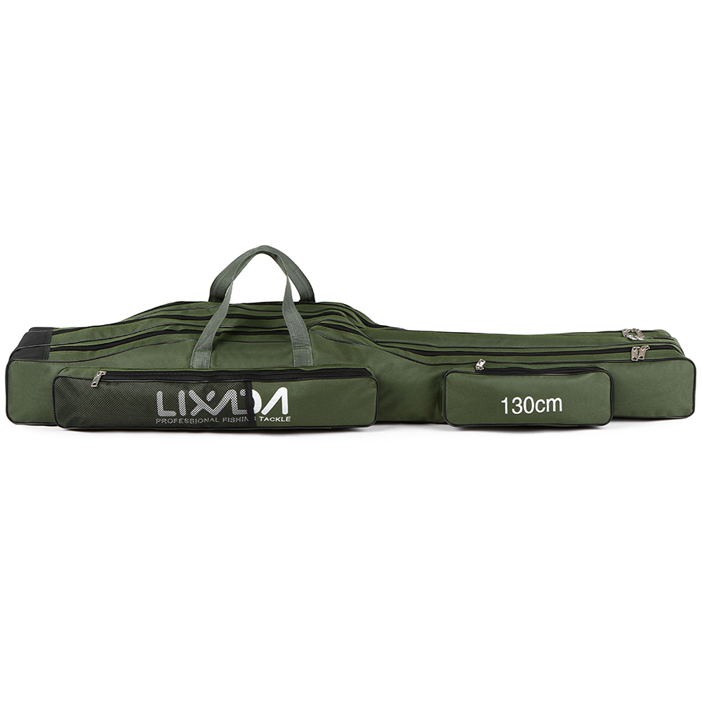 Lixada 130cm/150cm tre lag fisketaske bærbar sammenklappelig fiskestang rulle tackle værktøj bæretaske bærer rejsetaske: Hæregrøn -130cm