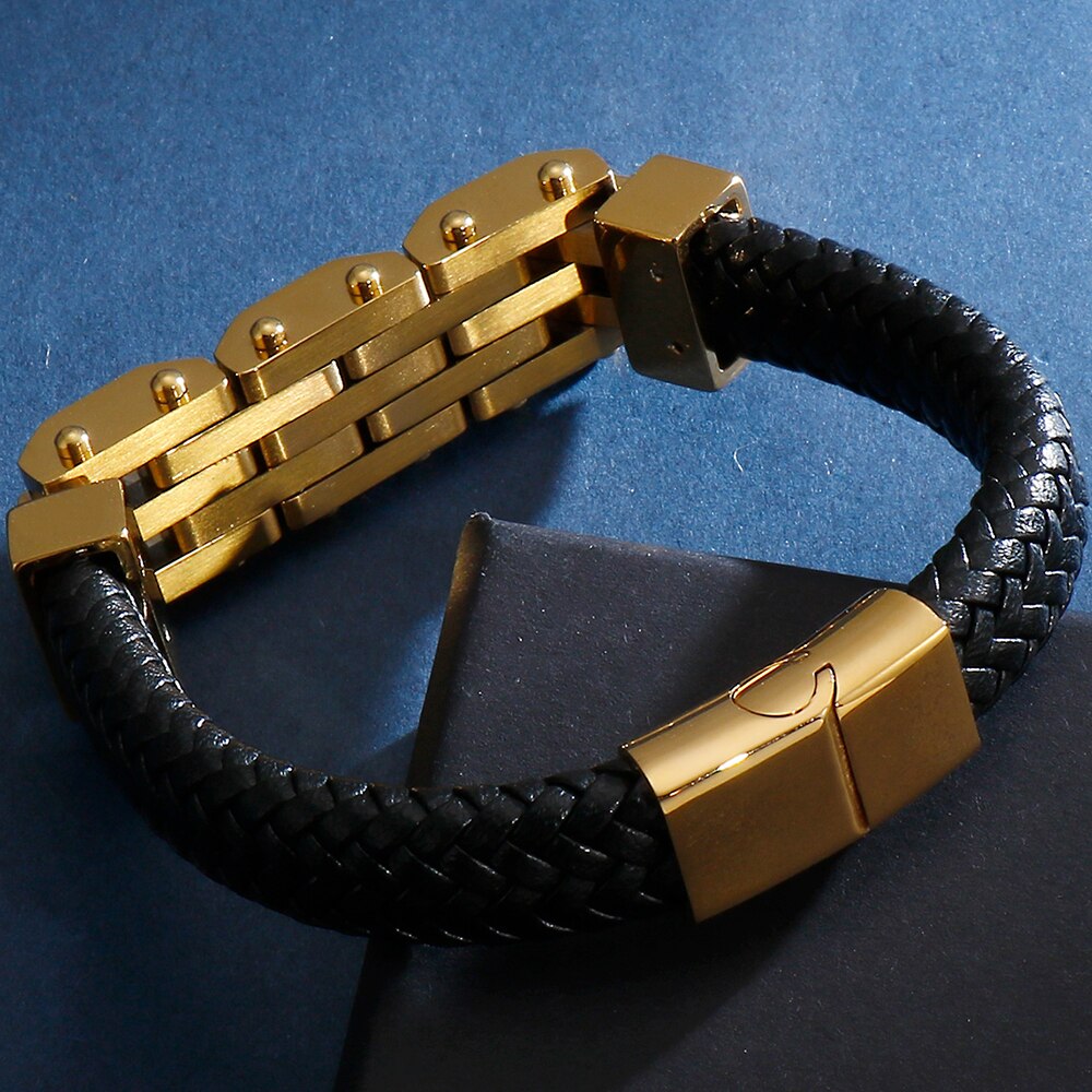 Vintage Handgemaakte Mannen Lederen Armband Voor Mannen Rvs Heren Armbanden Biker Sieraden Gratis Logo Naam Graveren Maken