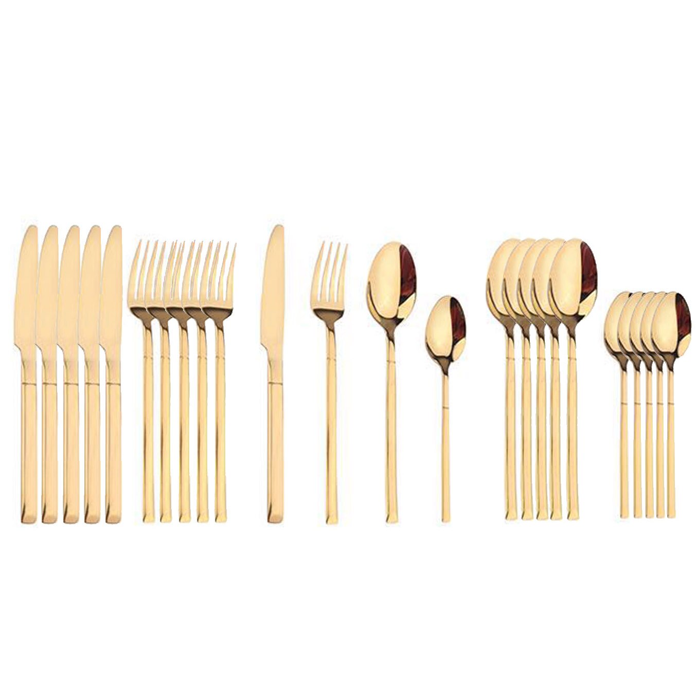 24 Stks/set Servies Set 304 Rvs Bestek Set Steak Mes Vork Set Lepel Bestek Servies Keuken Zilverwerk Set: Gold