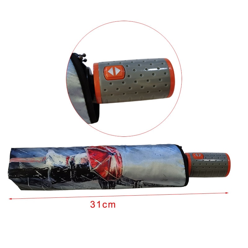 Paraguas de lujo automático para mujer, sombrilla resistente a la lluvia, al agua y al viento, 3 pliegues, 23 pulgadas, 9K,