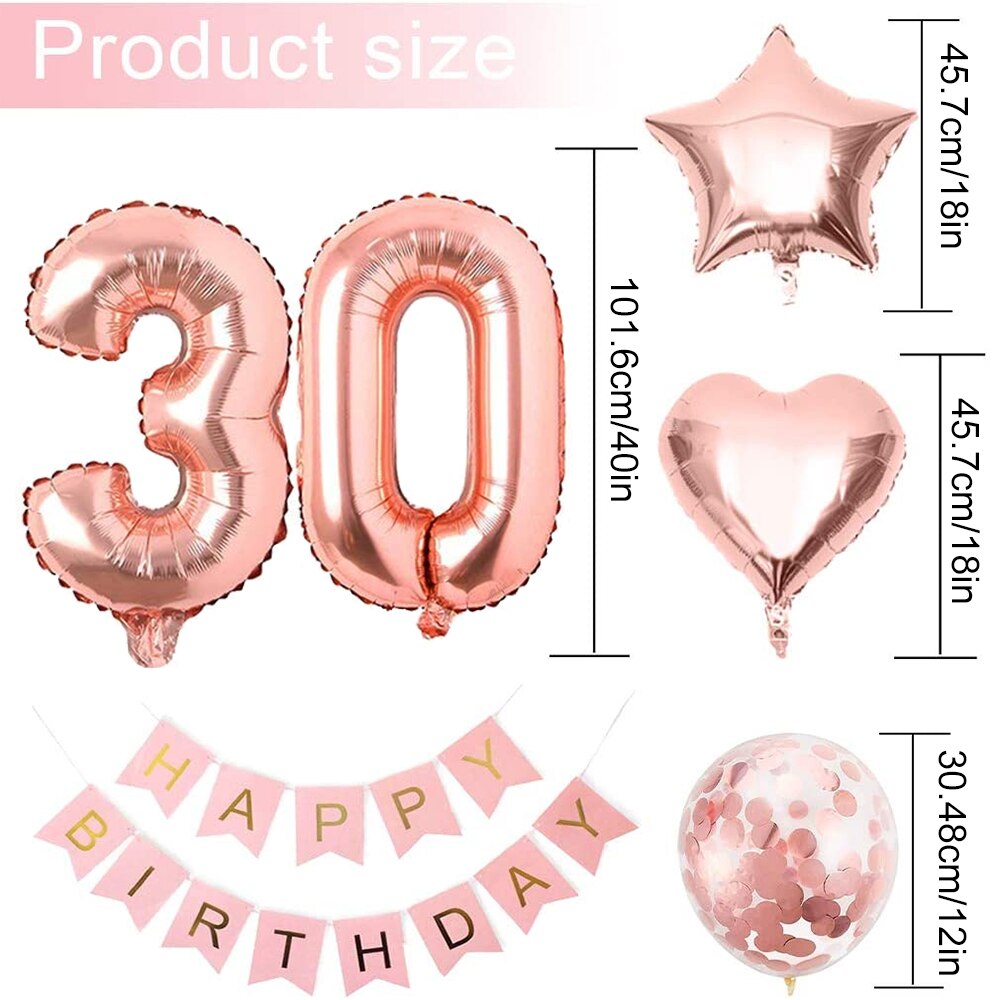 Birthday Balloon Set Number Rose Gold Birthday Decorations Festive Event Party Supplies Ballons Accessories 16th/18th/30th
