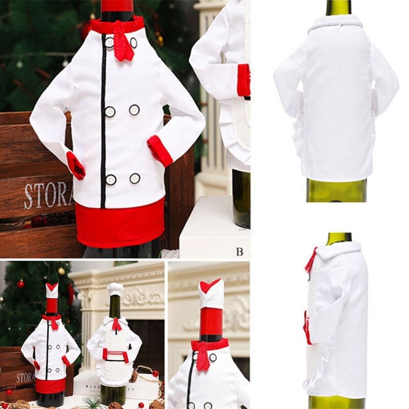 Housse pour bouteille de vin de noël créative, sac décoratif pour Mini chapeau de Chef drôle, pochette pour bouteille de Champagne, de fête