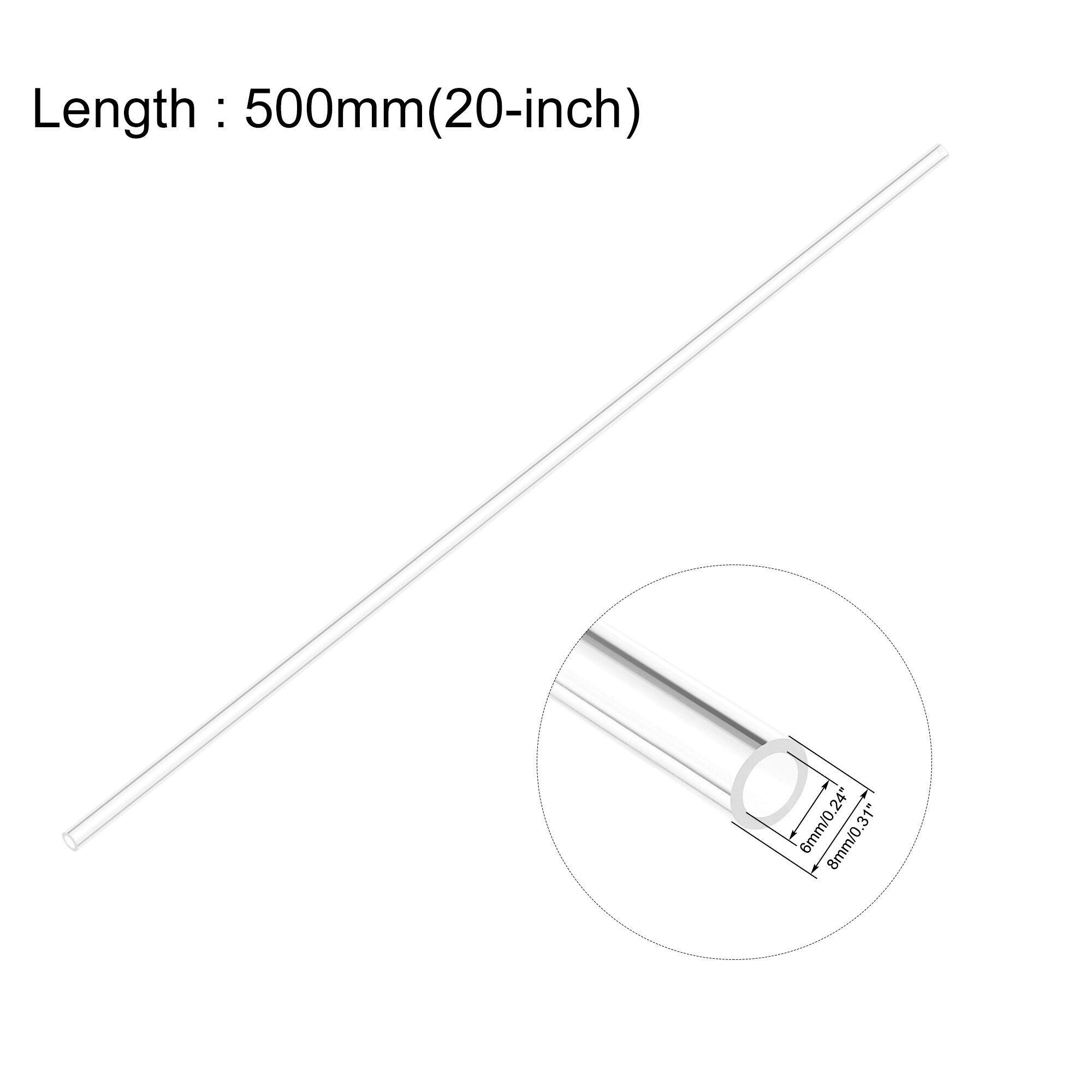 Uxcell starre Acryl rohre Rundrohr o.d 8mm-22mm 50cm langes Rohr transparent pmma Rohr Aquarium Zubehör Rohr verschraubungen