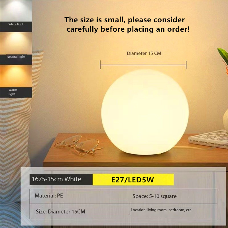 Schlafzimmer Nachttischlampe Tischdekoration Kugel Tischlampe LED Heimat einfaches Nachtnachtlicht warme Kinderzimmerbeleuchtung: Schwarz / Kaltes Weiß / Weiß