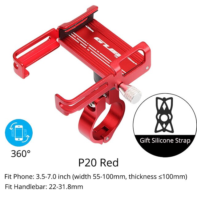 Gub Fiets Telefoon Houder Aluminium Ondersteuning Voor Bike Motorcycle 3.5-7.0 Inch Mobiele Telefoons Stand Mtb Stuur Mount: P20 Red