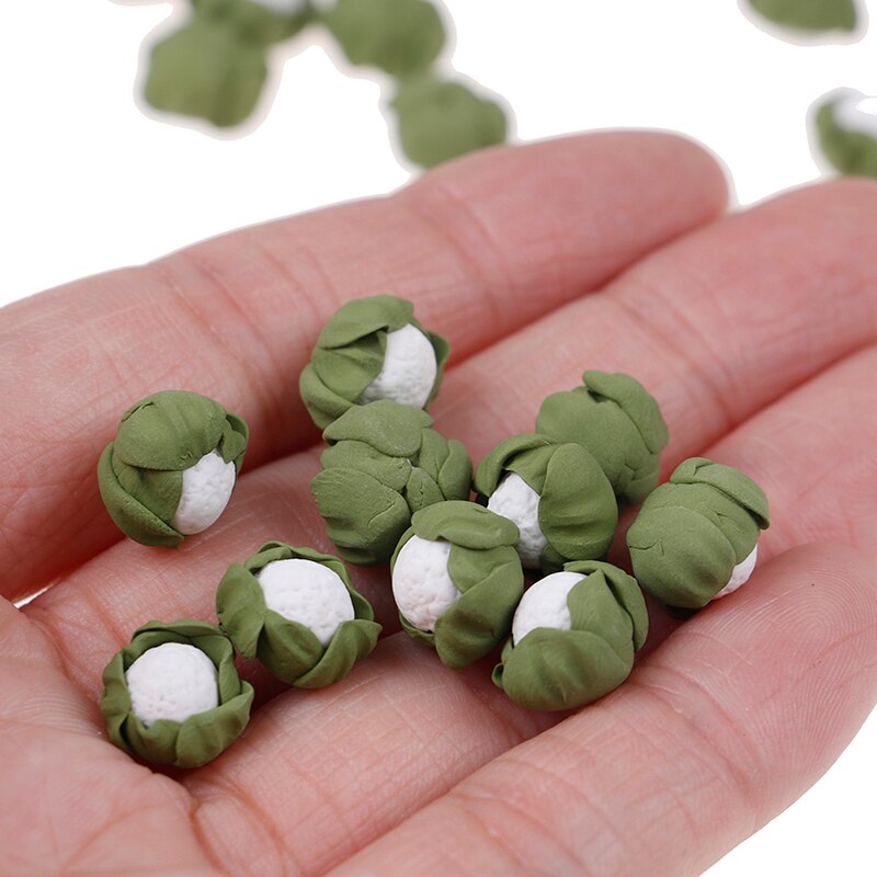 5Pcs/lot 1:12 Scale Dollhouse Mini Cute Handmade Polymer Clay Vegetables Cauliflower Chinese Cabbage Green Mini Small Doll House: 2