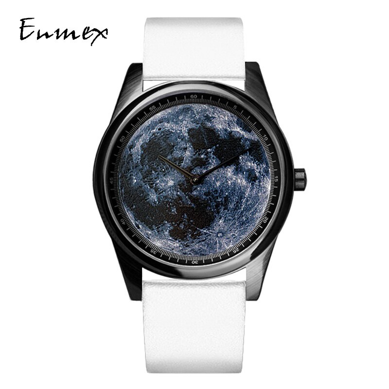 Reloj de pulsera de especial de individualización Enmex, 3D moonscape, reloj de cuarzo de de acero neutro para hombre