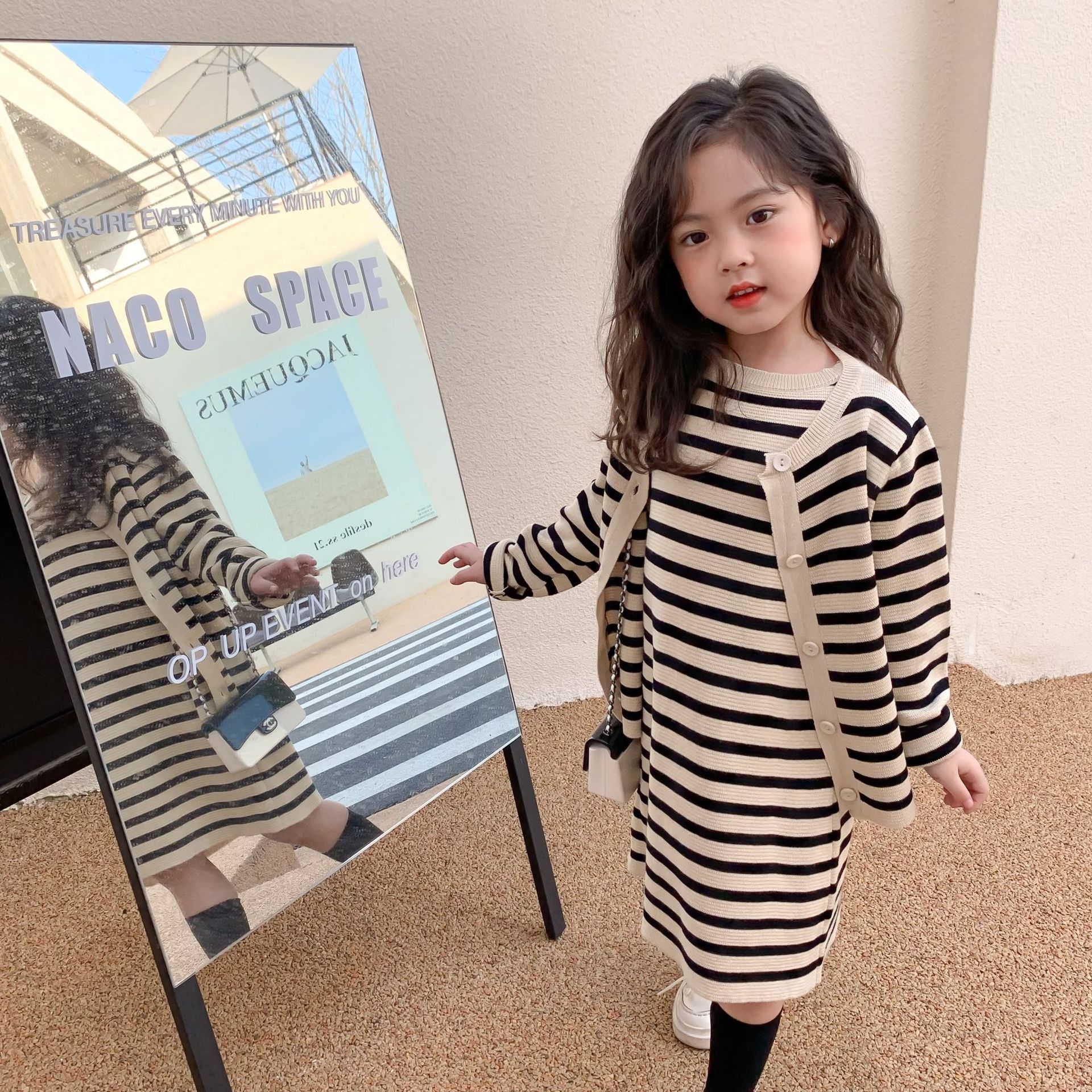 Cardigans et robe tricotés pour filles, ensemble de 2 pièces pour enfants, printemps, 1185E, 2022