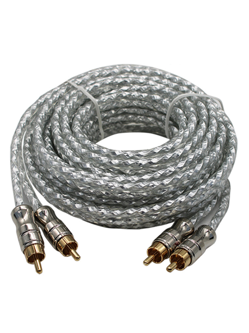 Cable de Audio para coche, Cable de señal de cabeza de Metal de cobre puro, altavoz de Audio estéreo, amplificador de Cable, instalación de subwoofer RCA, cableado secundario: Negro