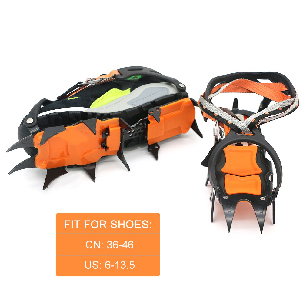 12 Teeth Anti-Skid Crampons Manganese Steel Climbing Gear Snow Ice Climbing Shoe Grippers Crampon Traction Device Mountaineering