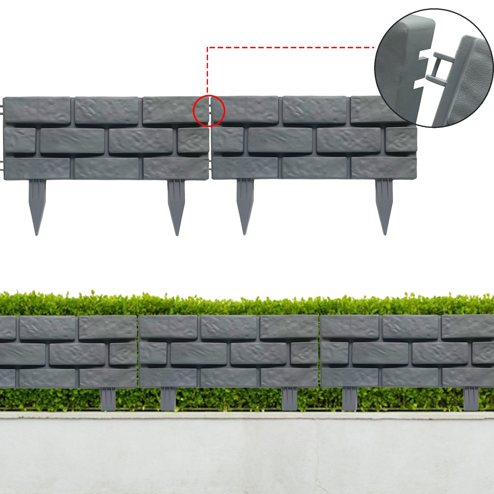 4pcs Path Courtyard Durable Rectangle Flower Bed Decoration Stone Brick Effect Lawn Fence Garden Edging Accessories Grass
