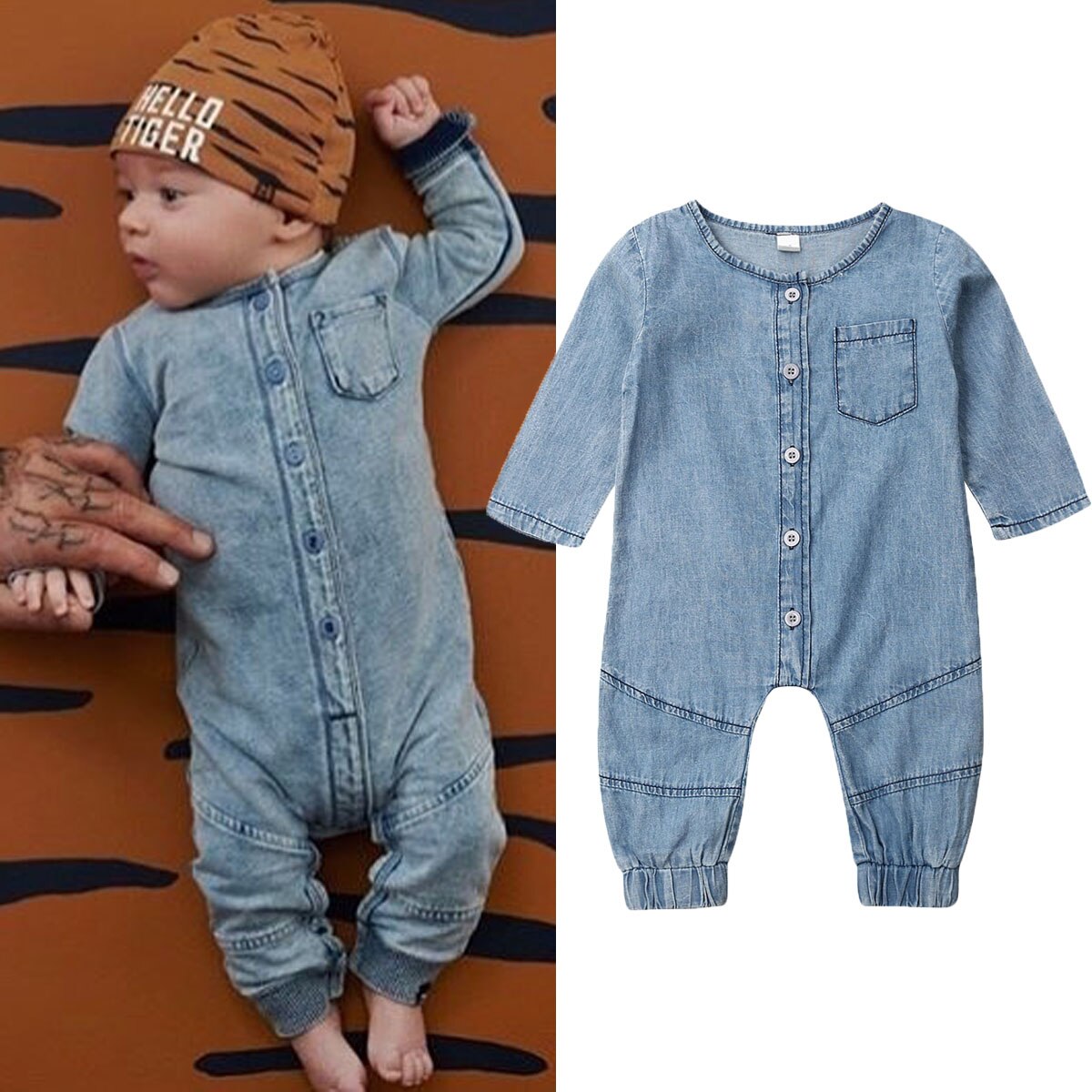 Summer Baby Romper Solid Color Denim Newborn Clothes Boy Girl Rompers Cotton Half Sleeve One-piece Jumpsuit Boys Romper 0-24 M