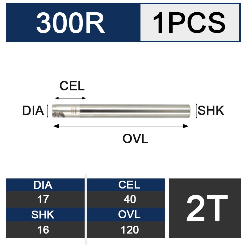 UCHEER 1pcs milling cutter arbor 300R end mill R0.8 alloy blade CNC machine tools open thick right Angle: C16-17-120-2T