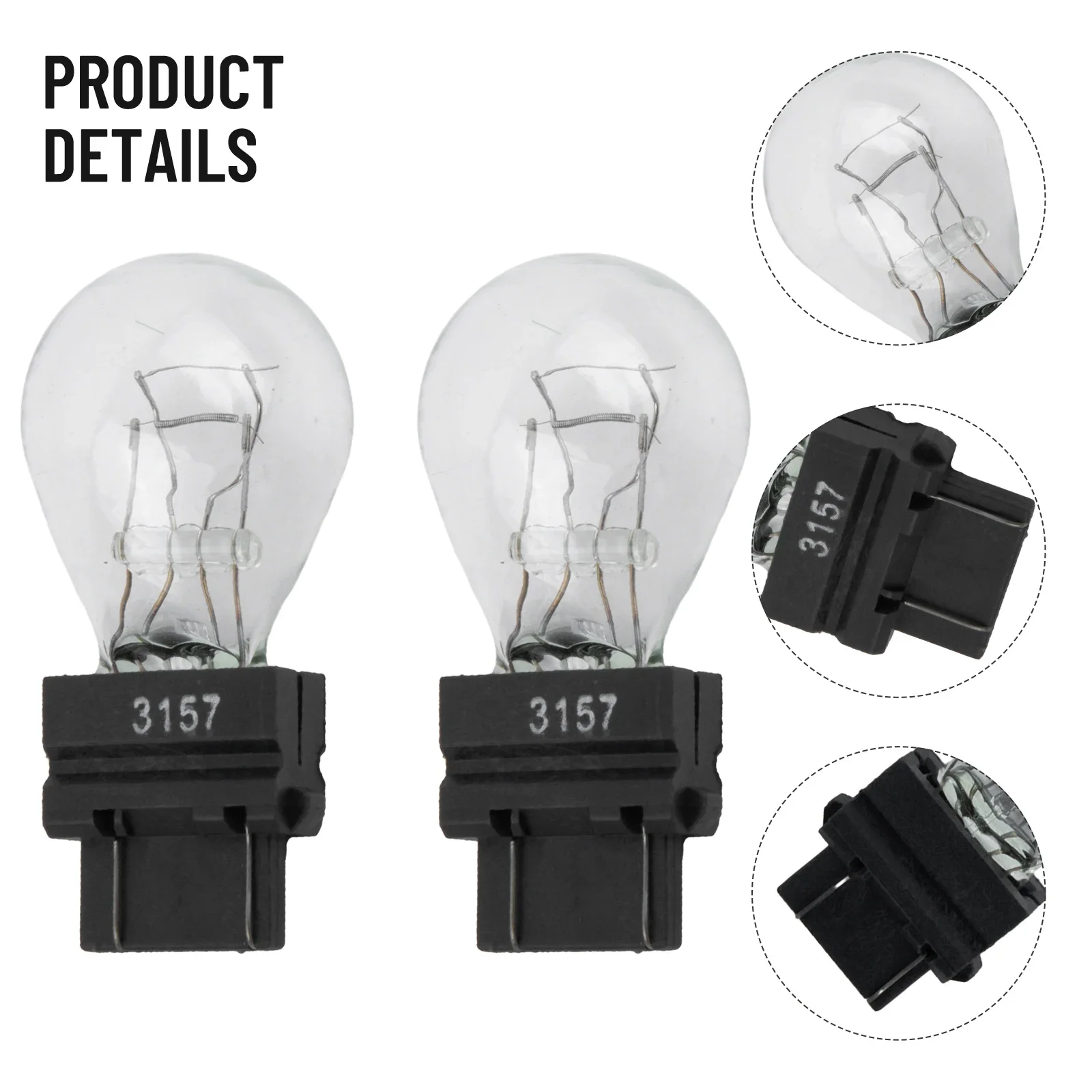 Reliable 2 Pack 3157 Clear Shell Bulbs for Brake, Reverse, and Turn Signal Lights, 12V 215W, Enhance Visibility on the Road