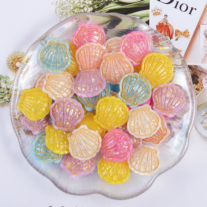20 stk glitter ocean perle shell harpiks miniaturer diy håndværk kunst boligindretning tilbehør telefon shell patch kunstmaterialer