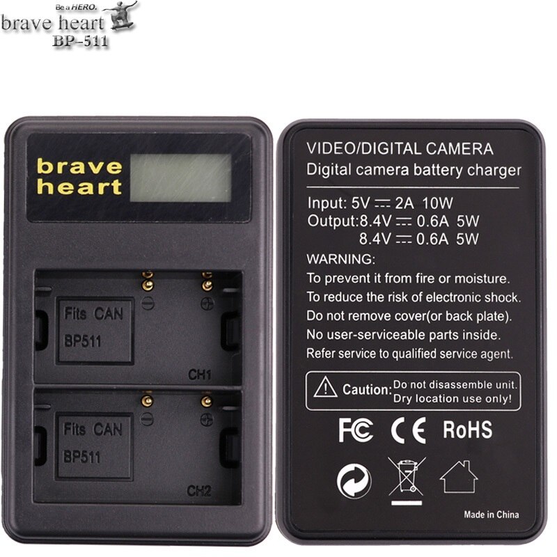 BP-511 BP-511A 2650mAh Camera Battery BP511 BP 511 For Canon EOS 40D 300D 5D 20D 30D 50D 10D D60 G6 BP 511A: charger only