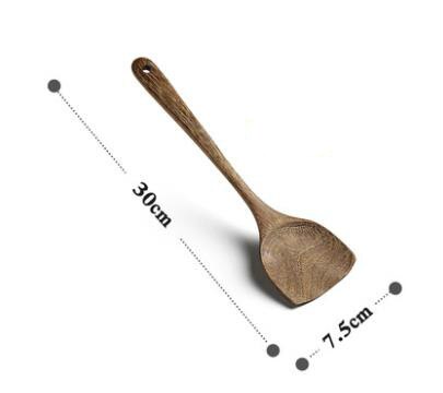 Cuchara de madera Natural para sopa, tenedor grande, cuchara para servir ensalada, conjunto de tenedor de mango largo, vajilla de madera, utensilios de cocina: 30cm