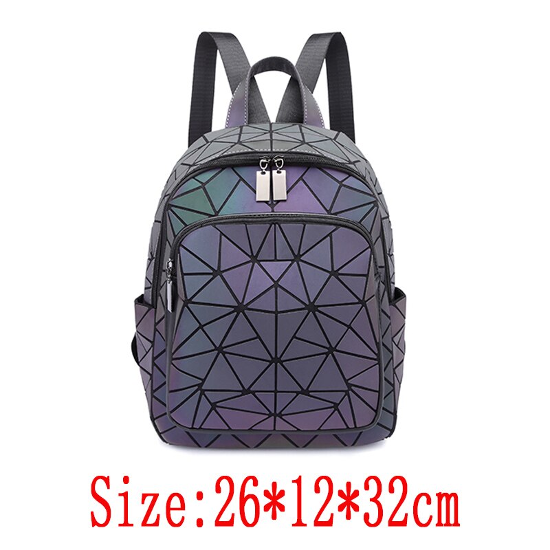 Luminous Backpack School Women Bags Set Holographic Geometric Backpacks Female School Bag For Teenage Girls Student Rucksack: Dark Grey