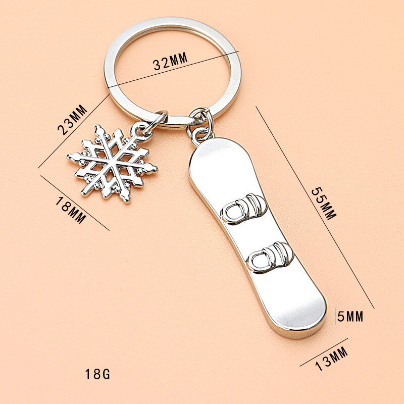 1 Pcs Metalen Winter Sneeuw Games Sledboard Sleutelhanger Snowboard Sleutel Hanger Sneeuw Sport Lover Souvenirs Sleutelhouder Sieraden Accessoire