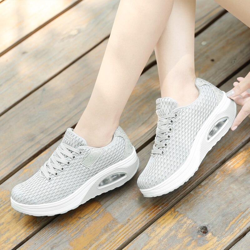 Trendy WoMen Air Cushion Tennis Shoes Flexible Stable Sport Shoes Breathable Mesh Athletics Sneaker