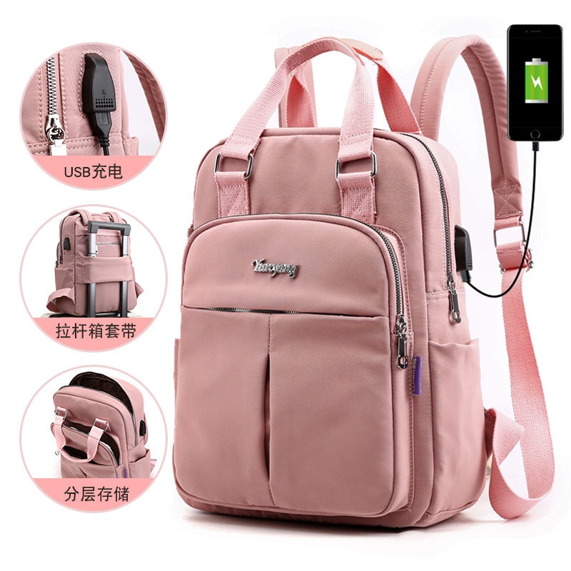 Leisure Rugzak Mode Vrouwen Usb Opladen Rugzak Computer Tas Grote Capaciteit College Stijl Rugzak