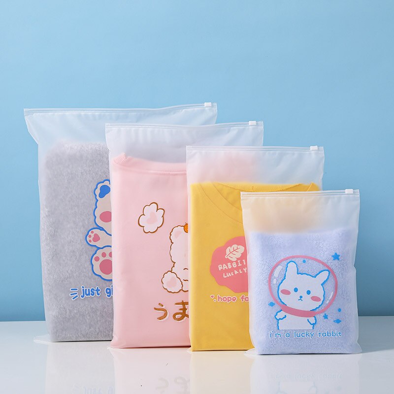 10pcs/set Packaging Bag Travel Clothing Storage Bag Underwear Cute Storage Bag Clothes Shoes Sub-packaging Waterproof Seal Bag