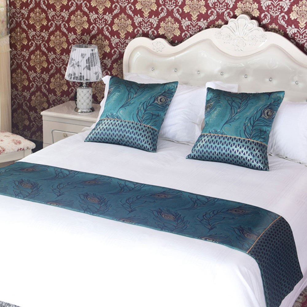 Yazi blomster sengetæpper seng runner flag sengetøj håndklæde pudebetræk hjem hotel dekorationer: 50 x 180cm