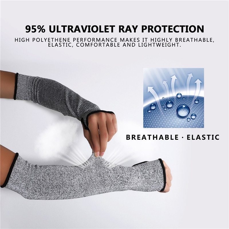 Manguitos anticorte para el brazo, protección para el trabajo del brazo, transpirable y duradera, EN388, Nivel 5, guantes de seguridad resistentes a los pinchazos, 1 par