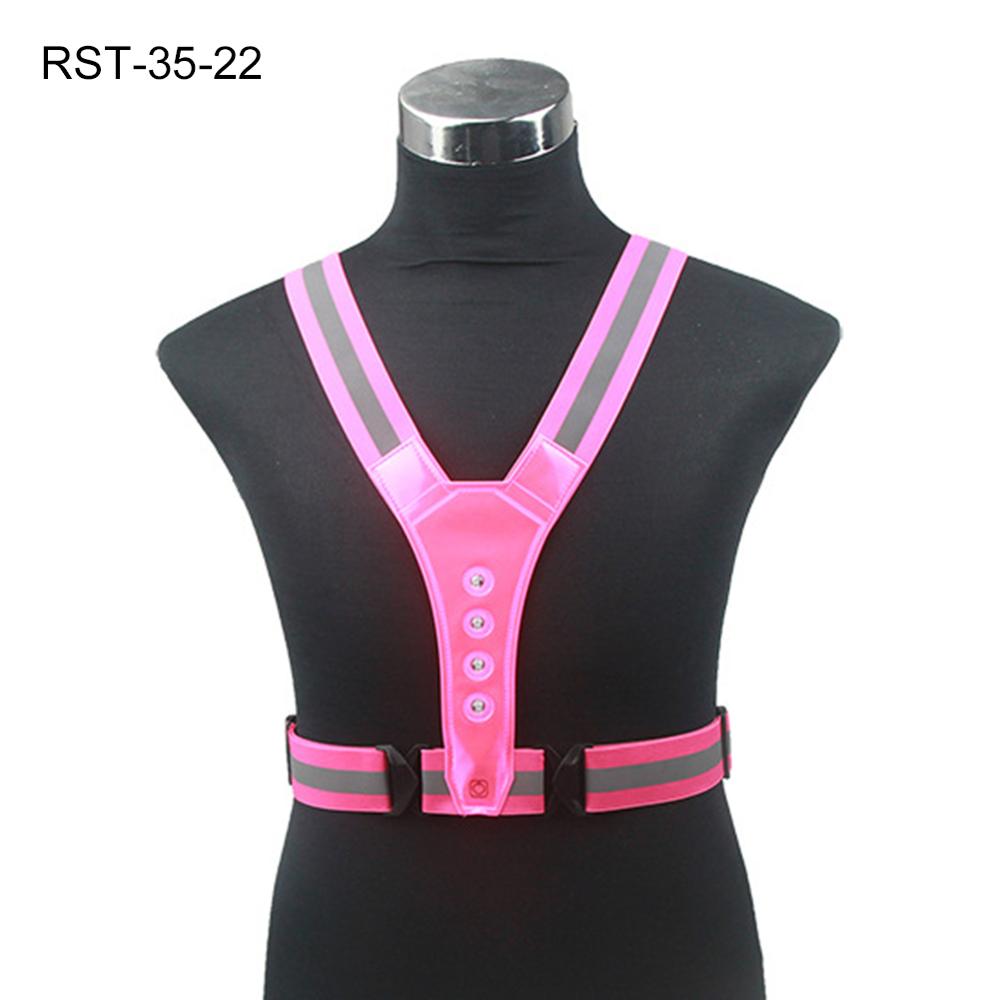 LED Cycling Vest High Visibility Outdoor Running Cycling Reflective Safety Vest Adjustable Elastic Strap Fluorescence Work Whole: Pink