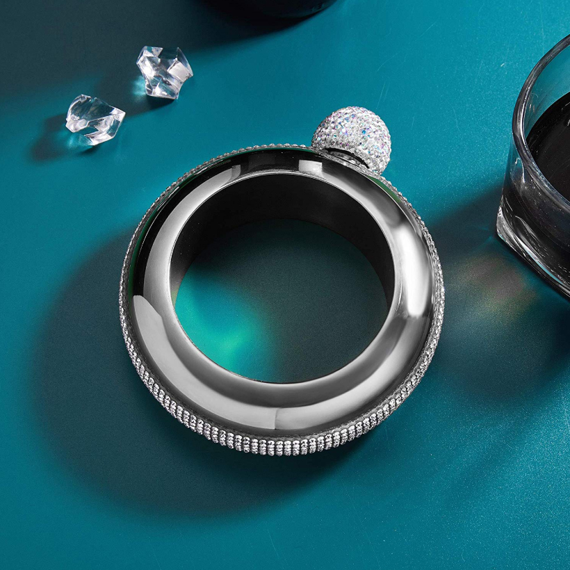 Bracelet Bangle Flask 304 Stainless Steel with Handmade Crystal Bracelet jug Women Men Party Flask Hidden Liquor Flask 3.5oz D25
