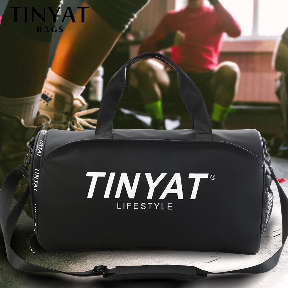 TINYAT Große Kapazität Männer Reisetasche PU Seesack Sporttasche Wasserdichte trennen Schuhe Tasche Wochenende Taschen für Männlichen T3001