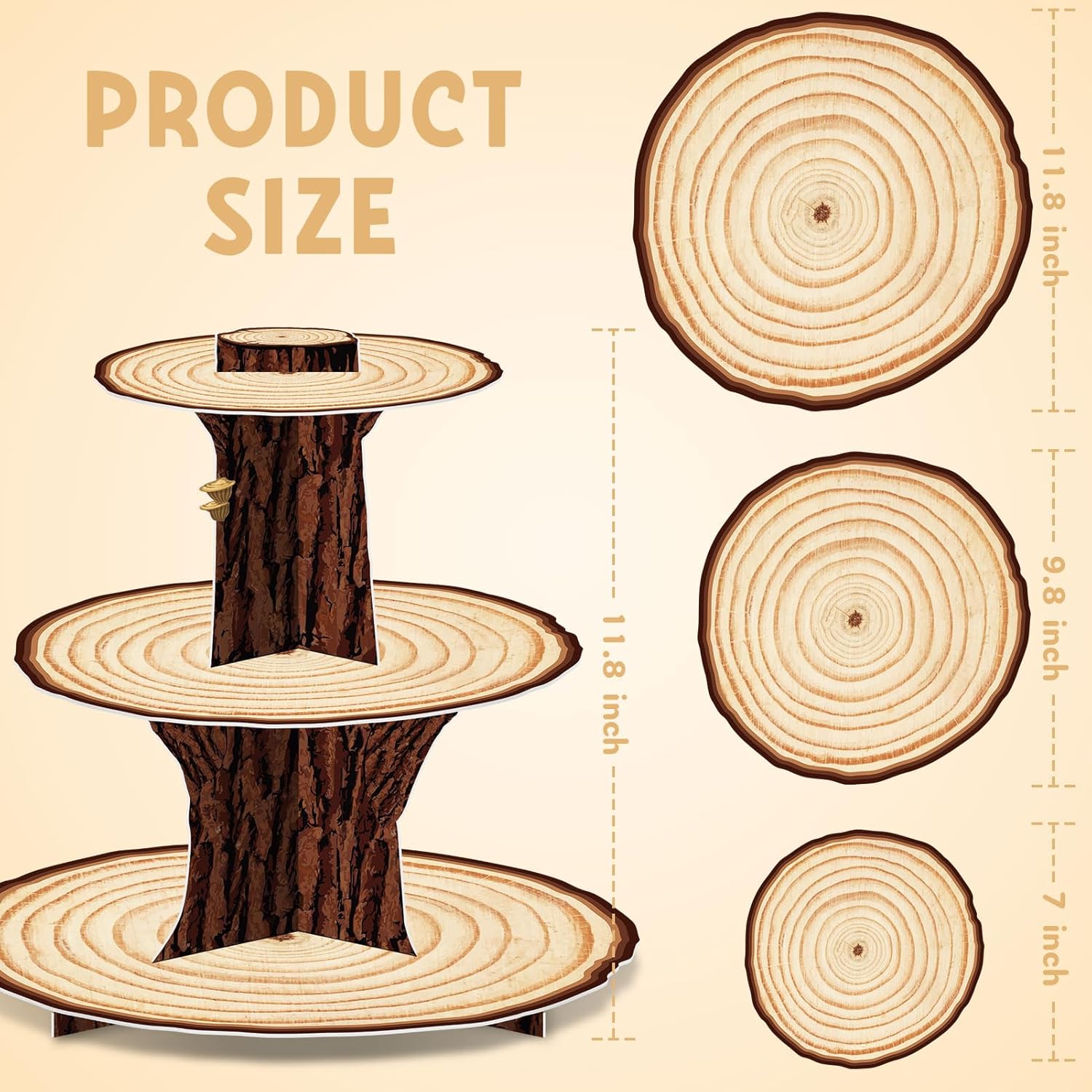 Houten Cupcake Stand Decoratie 3-laags Western Party Cake Houder Woodland Baby Douche Rustieke Houten Cupcake Stand Decor voor