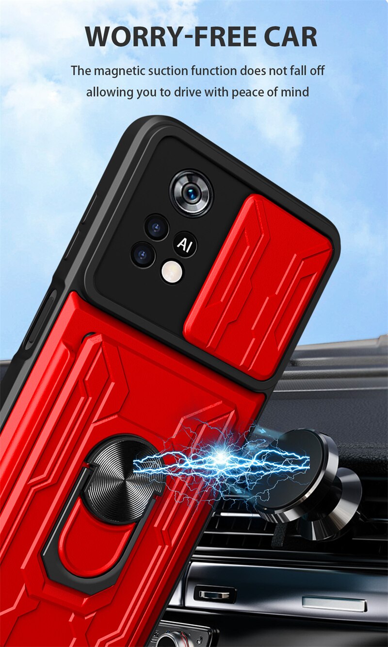 Voor Xiaomi Poco X4 Pro 5G Case Magnetische Ring Houder Armor Cases Voor Pocophone X4Pro PocoX4 Pro Poko X 4 Pro Card Slot Back Cover