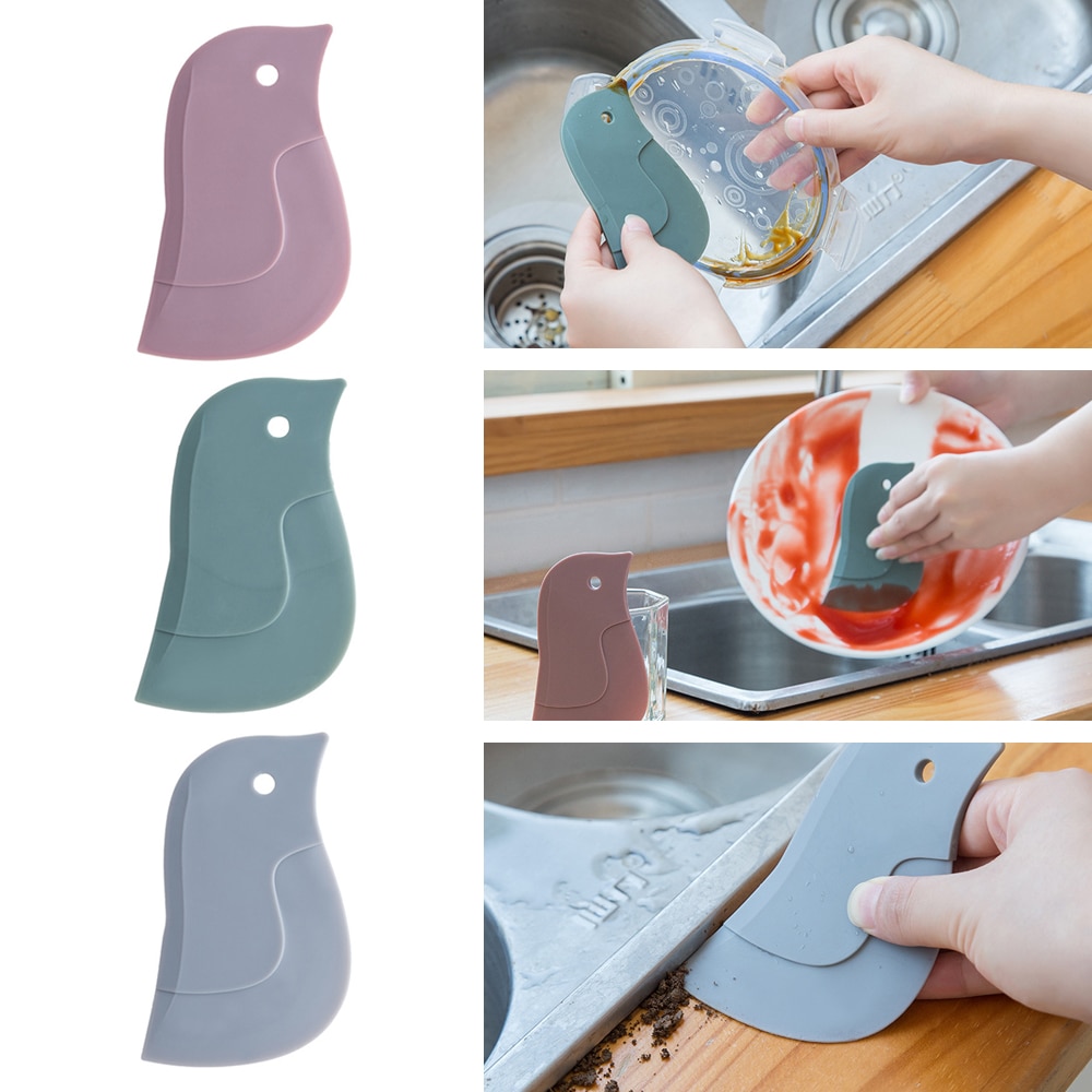 1pc søte pingvinform baking mykt blad skraper oljefat tallerken skraping kjøkken dings skitne flekker rengjøringe tørkebrett verktøy