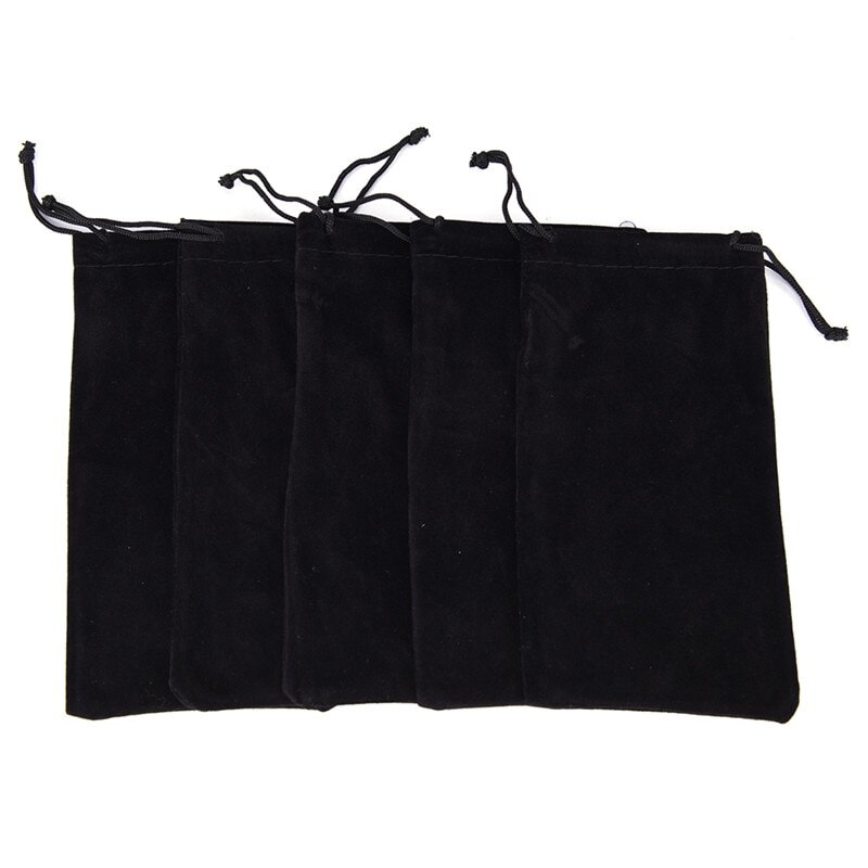 Bolsa de terciopelo para gafas de sol, estuche muy suave con cordón, 10 unids/lote: Black