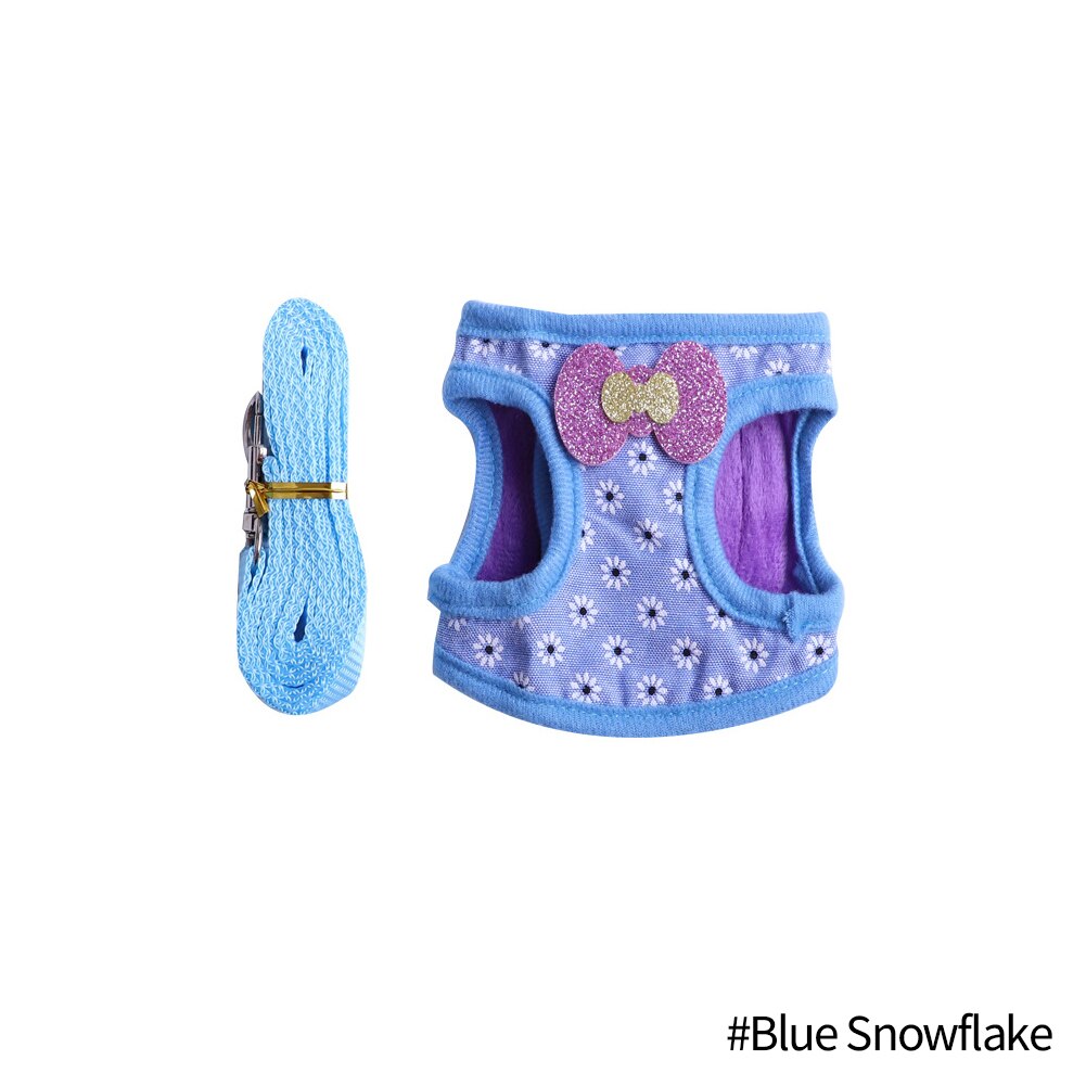 Arnés para hámster, correa ajustable para conejillo de indias, Chinchilla, ratones, Hurón, cuerda de tracción al aire libre, accesorios para animales pequeños: Blue Snowflake / S